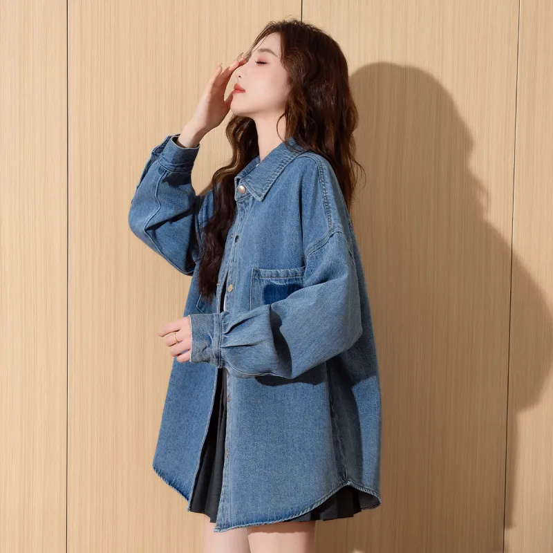 Tonlion Denim Jackets Women's Medium Blue-4