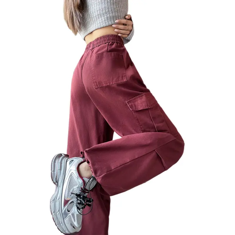Tonlion Casual Pants Women's Burgundy-1