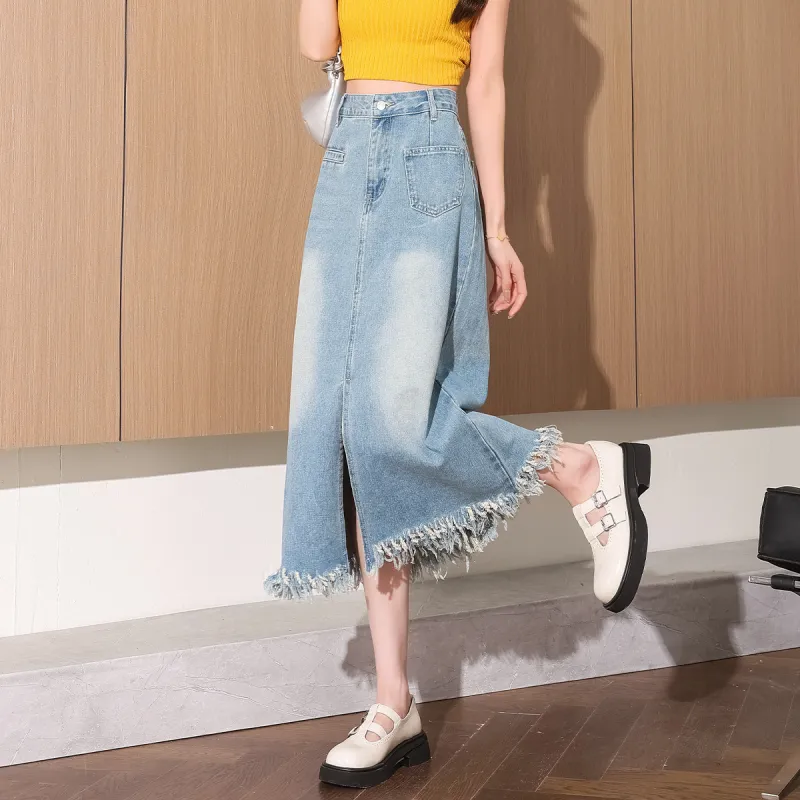 Tonlion Denim Long Skirt Women's-3