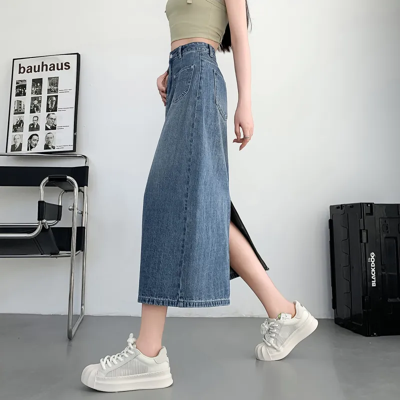 Tonlion Denim Long Skirts Women's Medium Blue-3
