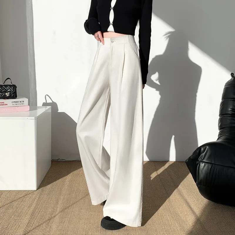 Tonlion Casual Pants Women's Beige Apricot-2