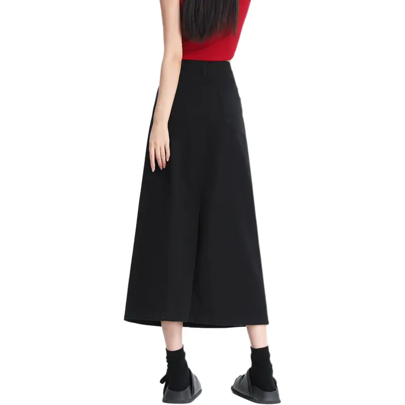 Tonlion Denim Long Skirts Women's Black-1