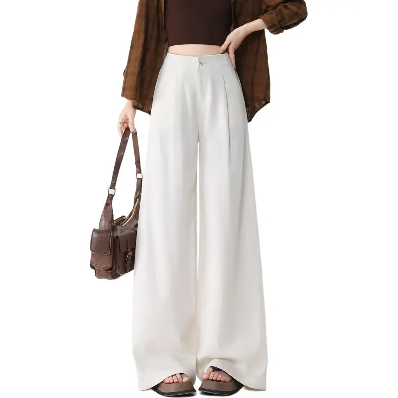 Tonlion Casual Pants Women's Beige Apricot-2