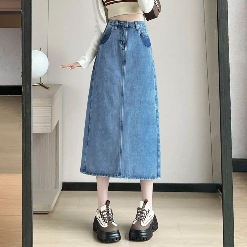 Tonlion Denim Long Skirt Women's-4