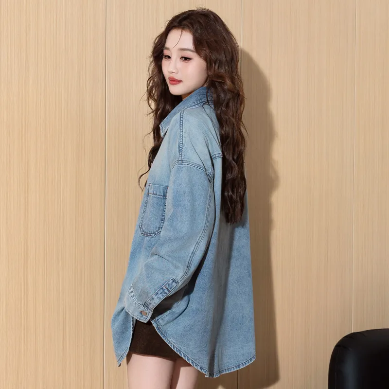 Tonlion Denim Jackets Women's Light Blue-6