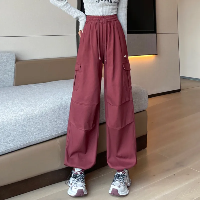 Tonlion Casual Pants Women's Burgundy-6