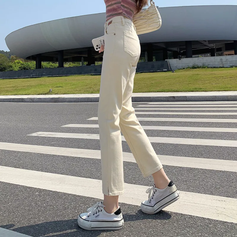 Tonlion Jeans Women's Beige Apricot-5