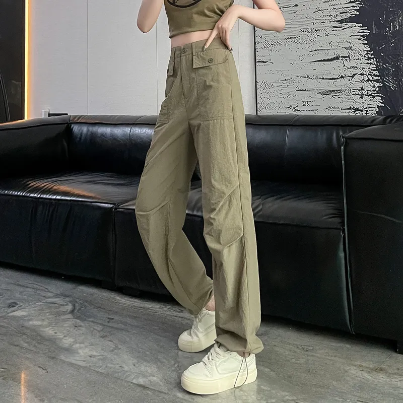 Tonlion Casual Pants Women's Light Army Green-2
