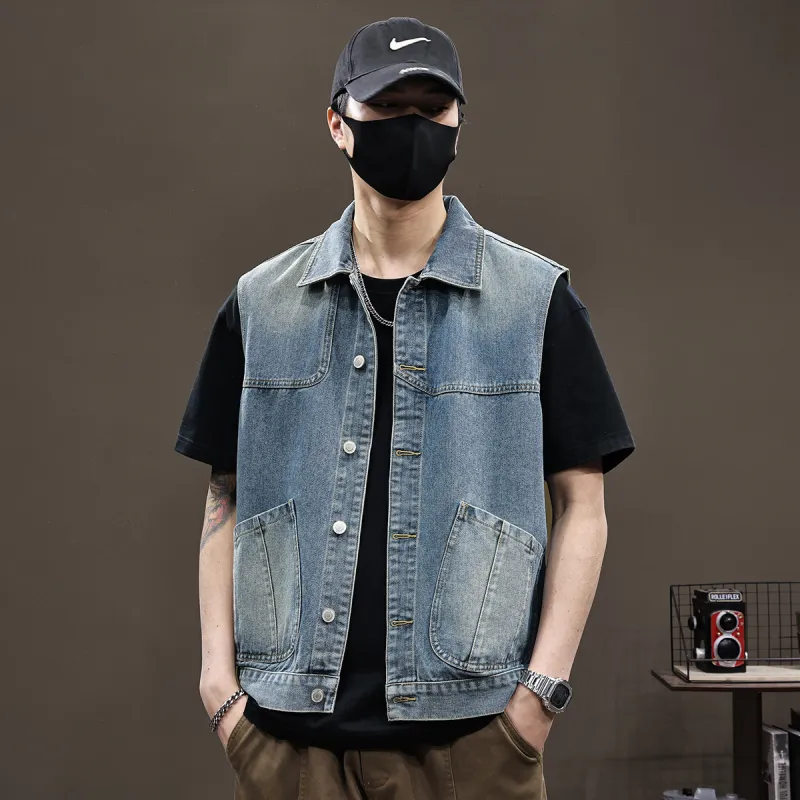 Tonlion Vest Unisex Vintage Blue-6