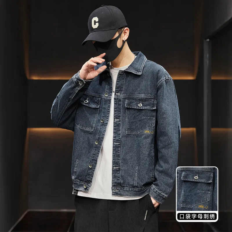 Tonlion Denim Jacket Unisex Blue Gray-5
