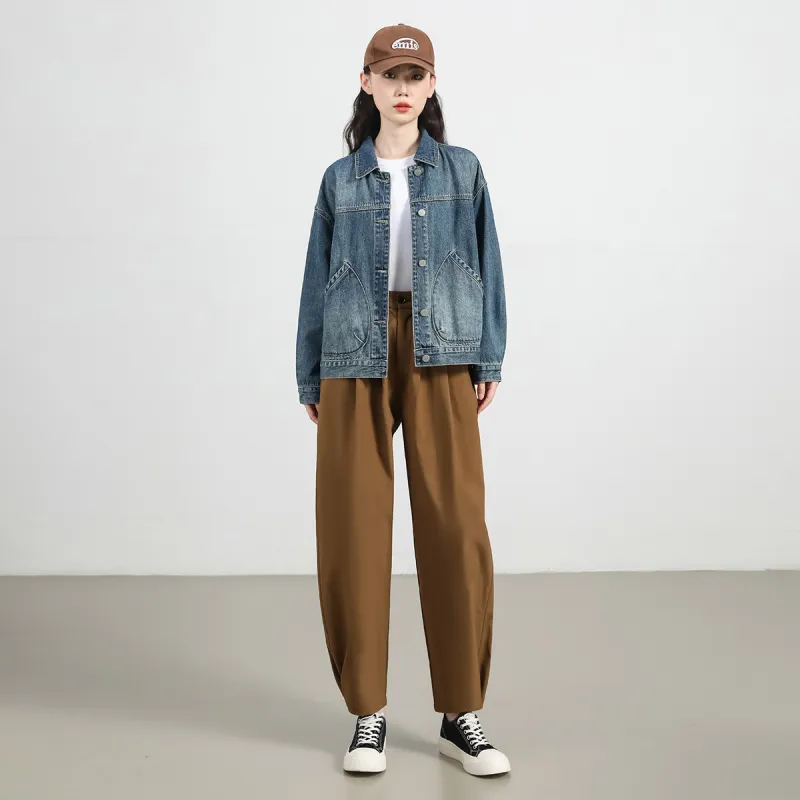 Tonlion Denim Jackets Women's Vintage Blue-5