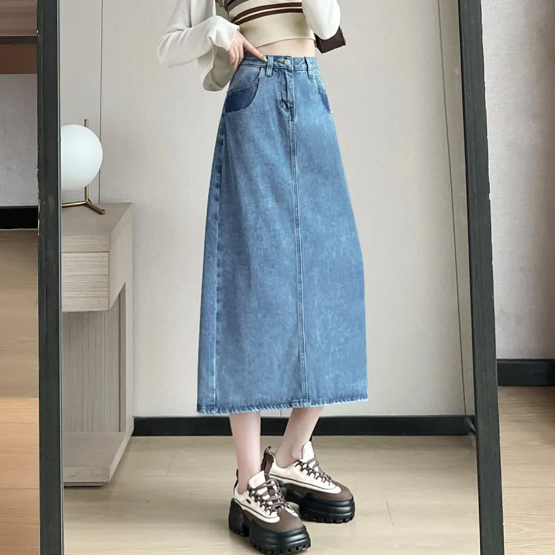 Tonlion Denim Long Skirt Women's-6