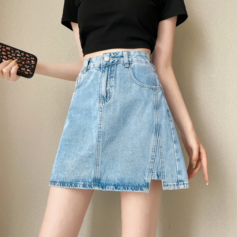 Tonlion Denim Short Skirts Women's-5