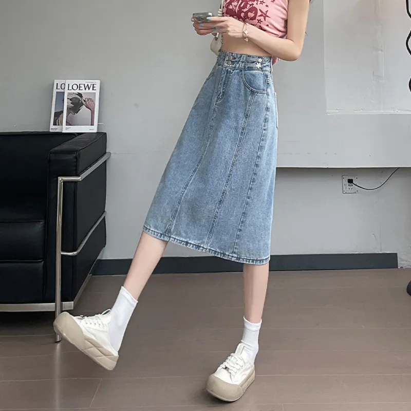 Tonlion Denim Long Skirt Women's-3