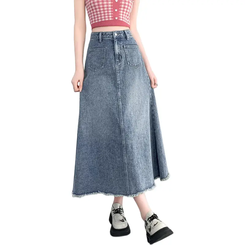 Tonlion Denim Long Skirt Women's Medium Blue-6