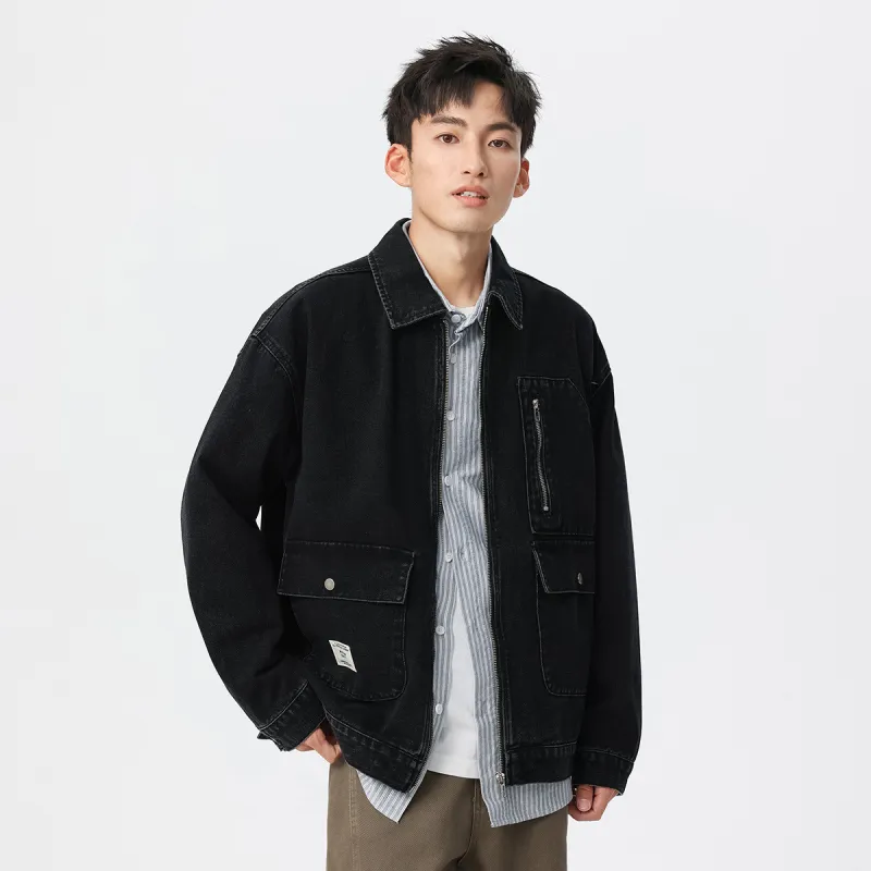 Tonlion Denim Jacket Unisex Black-6