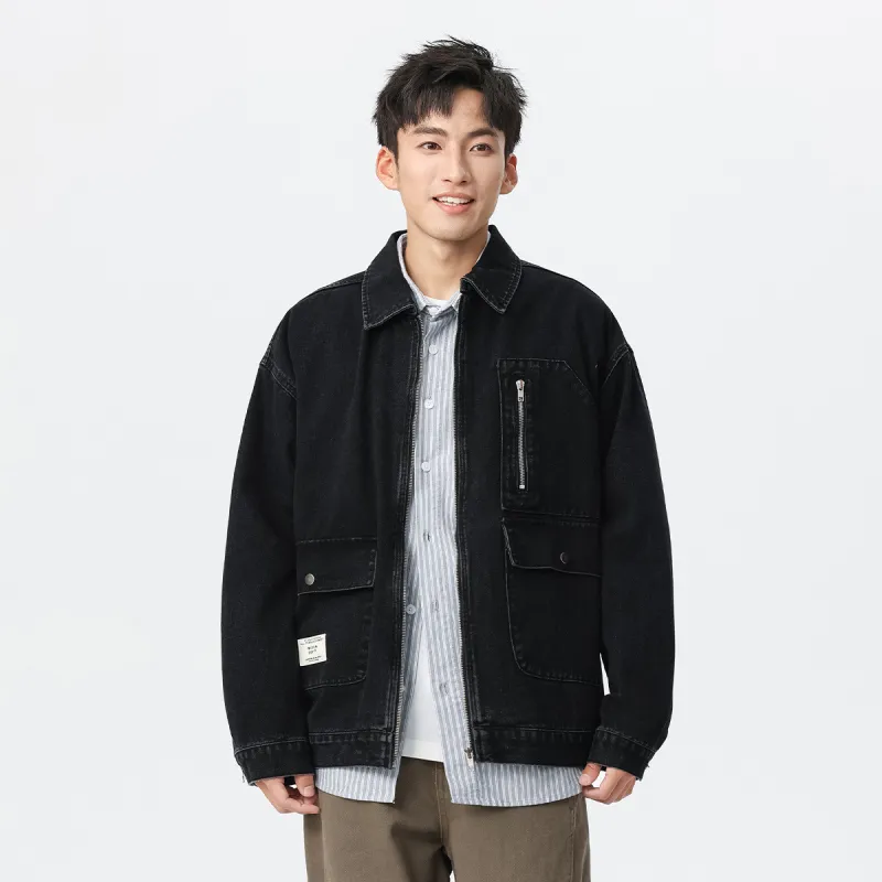 Tonlion Denim Jacket Unisex Black-4