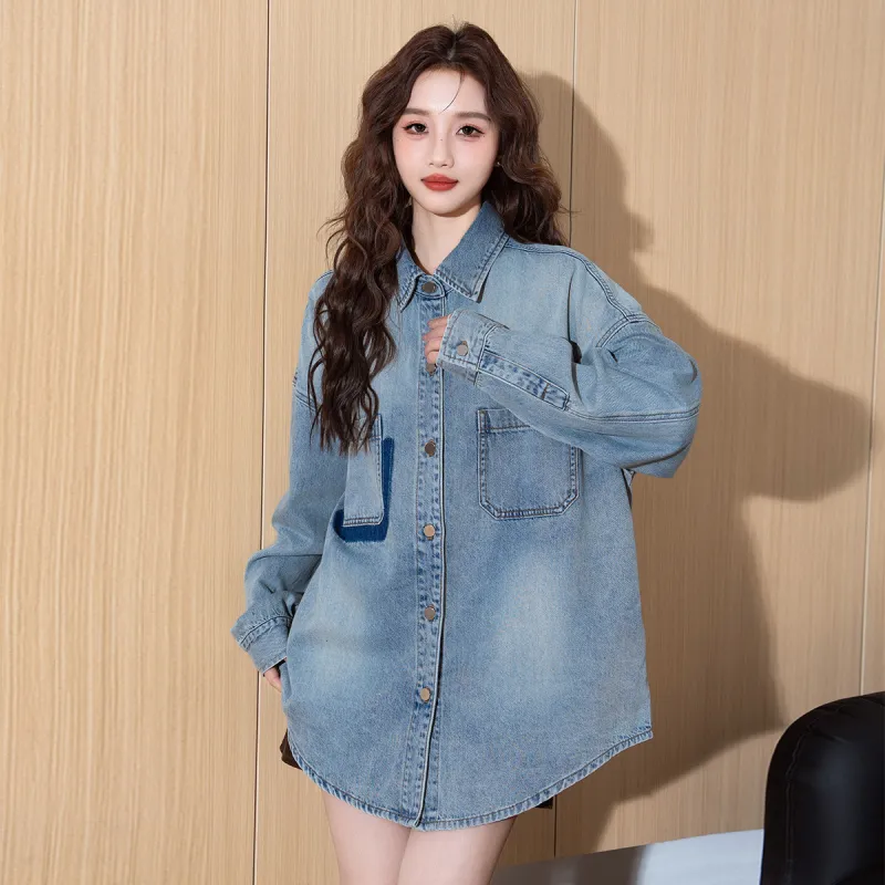 Tonlion Denim Jackets Women's Light Blue-4