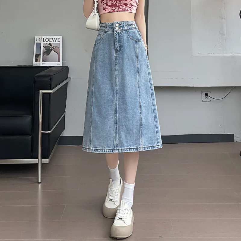 Tonlion Denim Long Skirt Women's-2