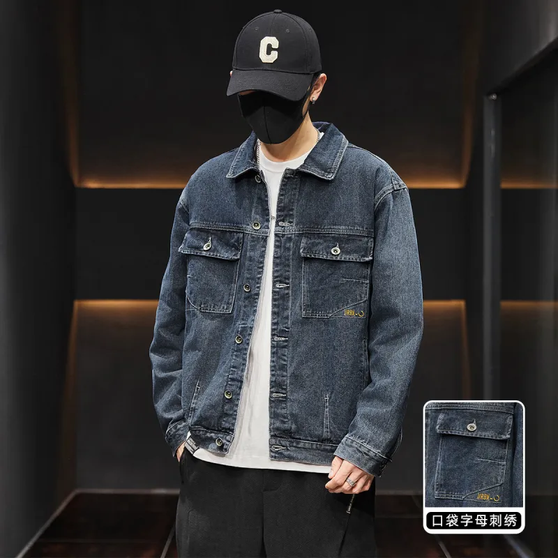 Tonlion Denim Jacket Unisex Blue Gray-3