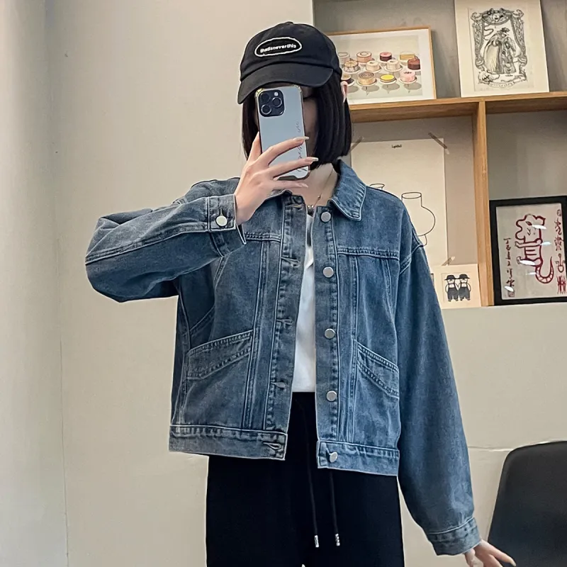 Tonlion Denim Jacket Women's Light Blue-5