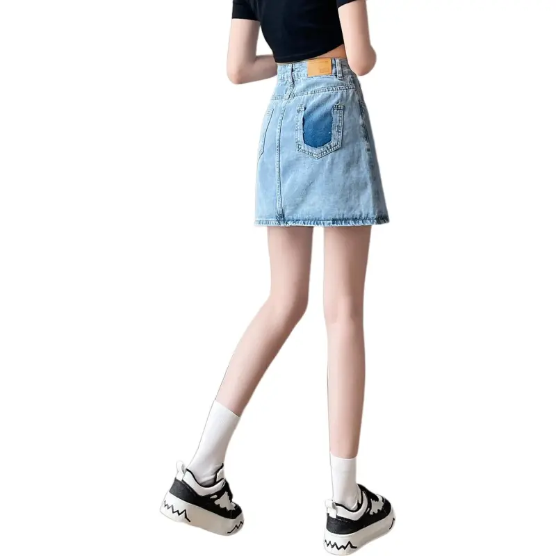 Tonlion Denim Short Skirts Women's-1