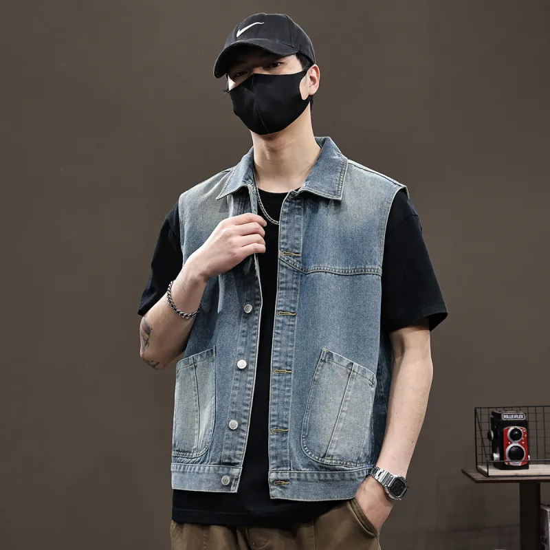 Tonlion Vest Unisex Vintage Blue-5