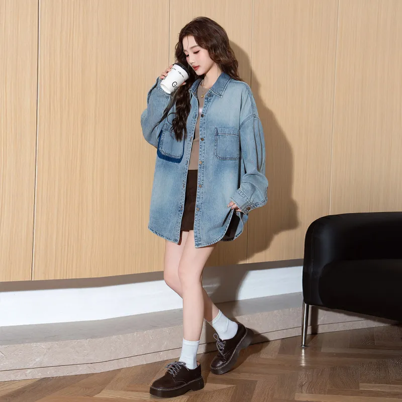 Tonlion Denim Jackets Women's Light Blue-5