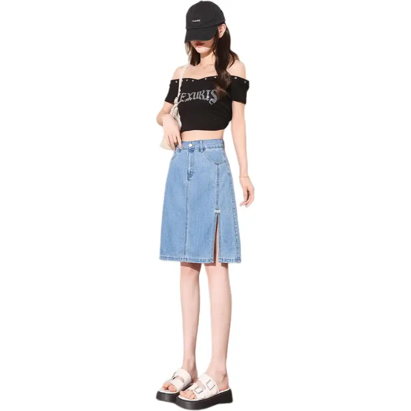 Tonlion Denim Short Skirts Women's-2