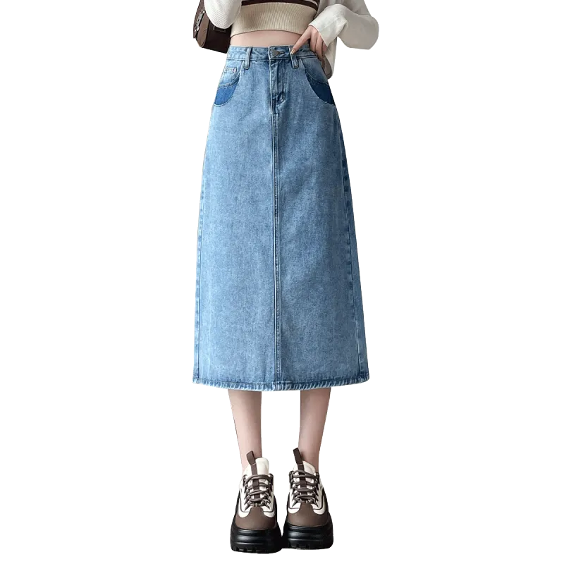 Tonlion Denim Long Skirt Women's-7