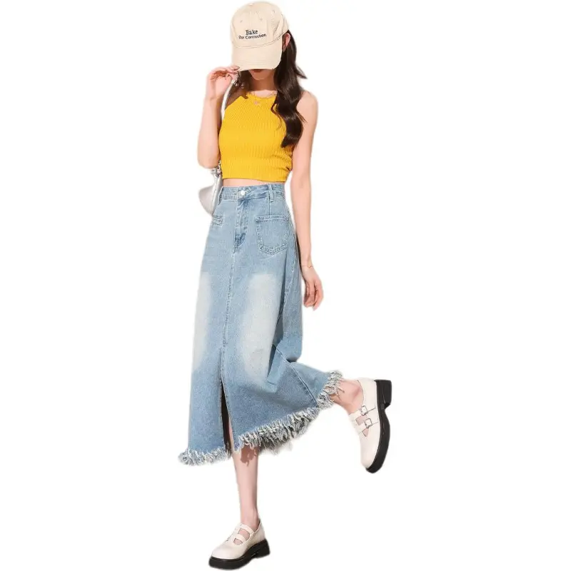 Tonlion Denim Long Skirt Women's-2