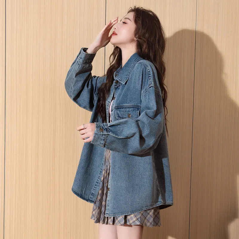 Tonlion Denim Jacket Women's Light Blue-4