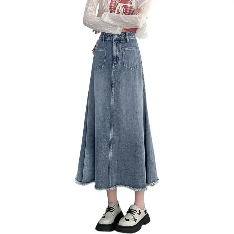 Tonlion Denim Long Skirt Women's Medium Blue-5