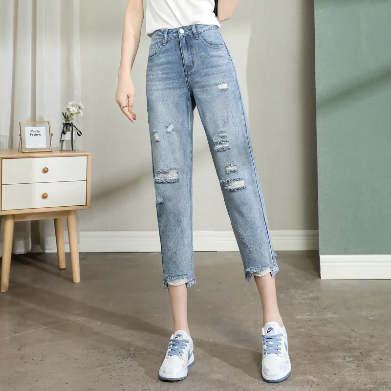 Tonlion Jeans Women's Light Aqua Blue-5