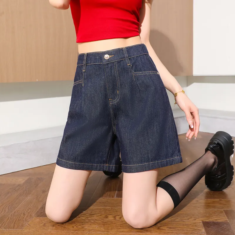 Tonlion Denim Shorts Women's Dark Blue-2