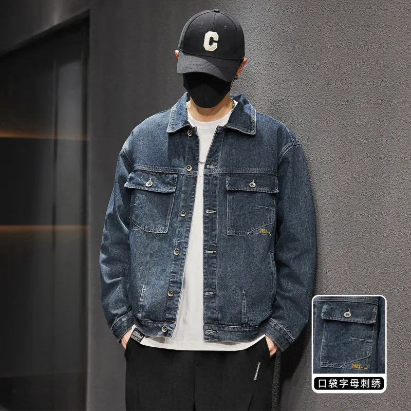 Tonlion Denim Jacket Unisex Blue Gray-4