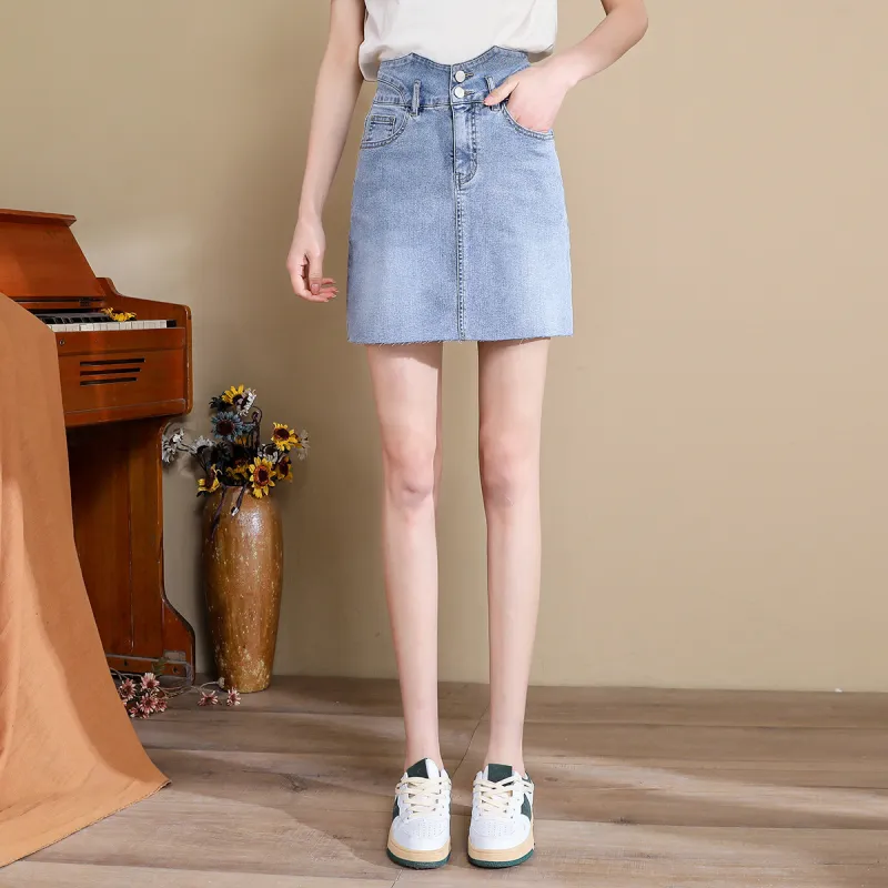Tonlion Denim Short Skirts Women's-1