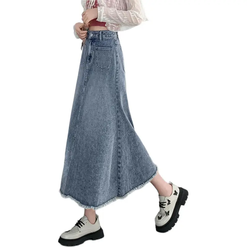Tonlion Denim Long Skirt Women's Medium Blue-2