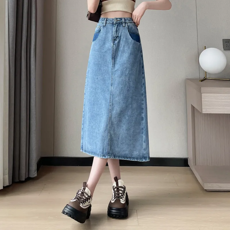 Tonlion Denim Long Skirt Women's-2