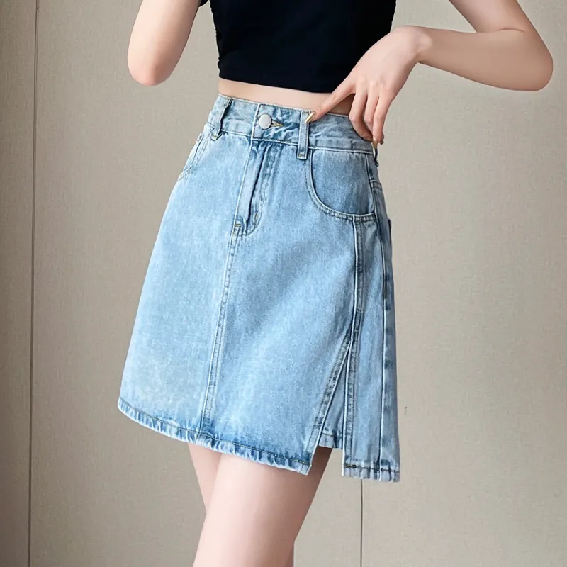 Tonlion Denim Short Skirts Women's-4