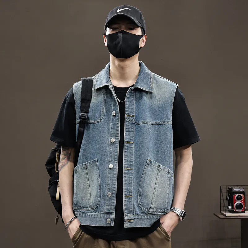 Tonlion Vest Unisex Vintage Blue-3