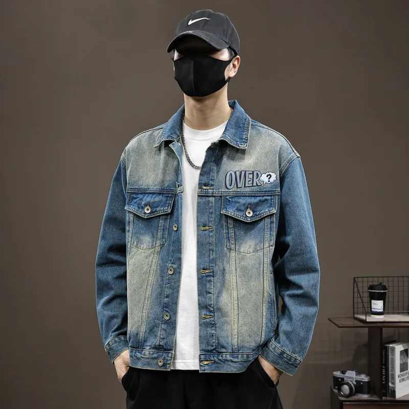 Tonlion Denim Jacket Unisex Vintage Blue-5