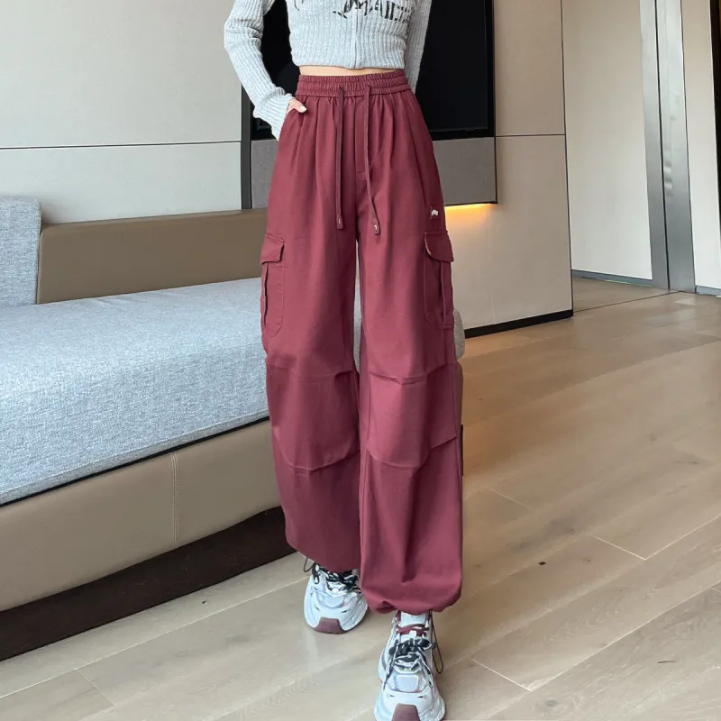 Tonlion Casual Pants Women's Burgundy-4