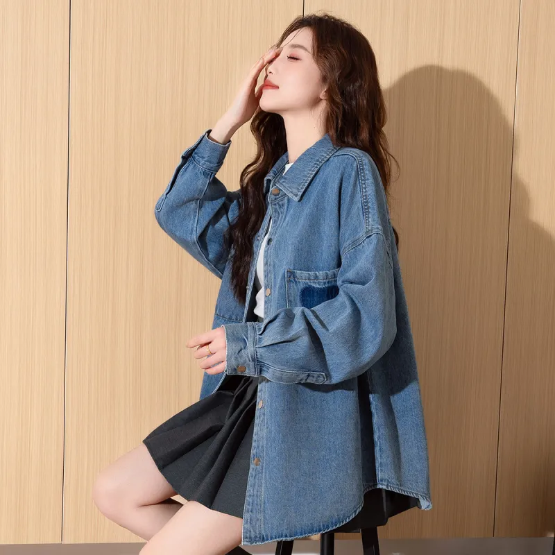 Tonlion Denim Jackets Women's Medium Blue-2
