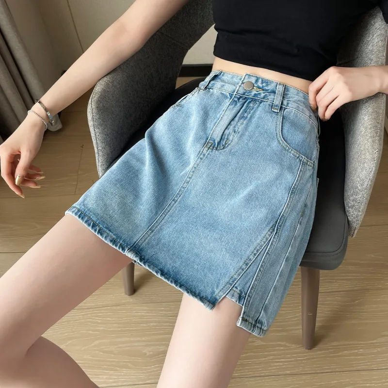 Tonlion Denim Short Skirts Women's-2