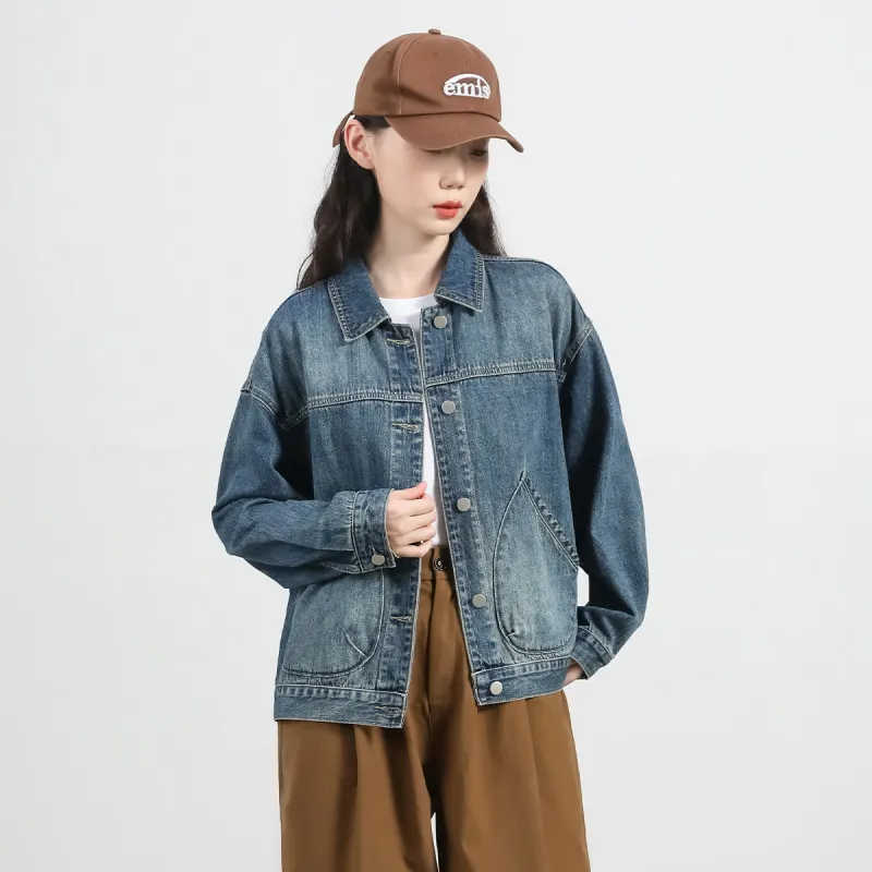 Tonlion Denim Jackets Women's Vintage Blue-4