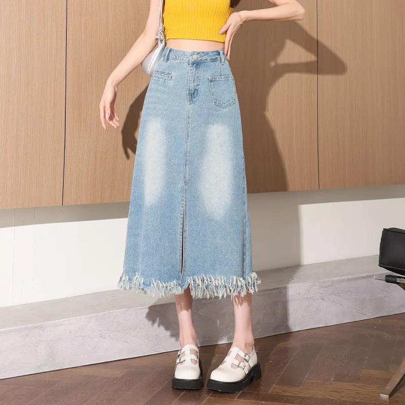 Tonlion Denim Long Skirt Women's-4
