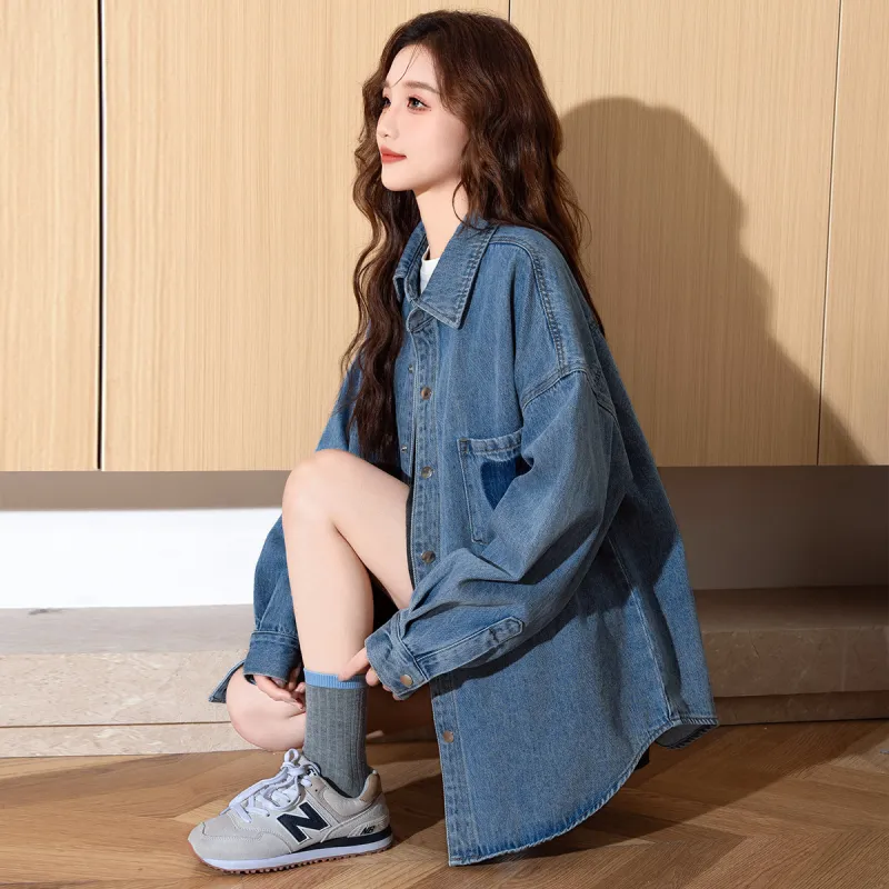 Tonlion Denim Jackets Women's Medium Blue-5