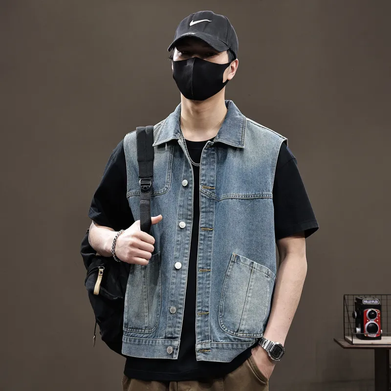 Tonlion Vest Unisex Vintage Blue-4