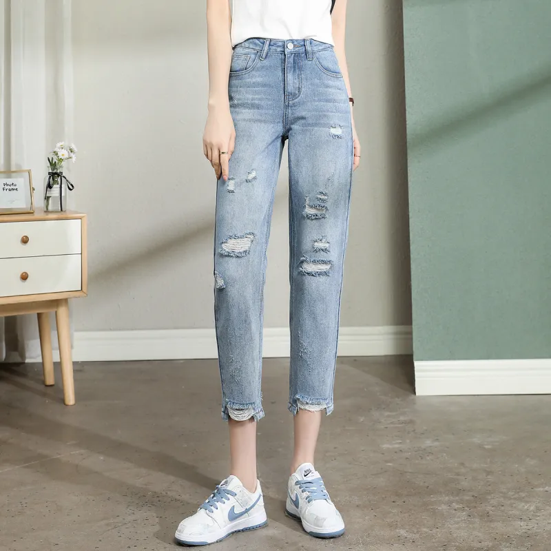 Tonlion Jeans Women's Light Aqua Blue-6